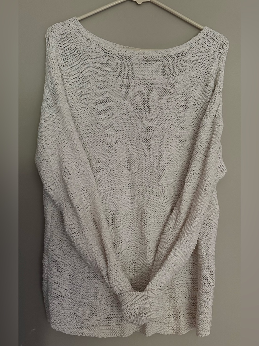 J. Jill Cream Size LARGE Open-Weave Scoop-Neck Sweater